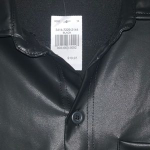 Brand new, never been worn, pleather shirt. Runs big